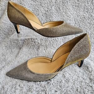 Talbots Women Metallic Iridescent D'Orsay Pointed Toe Pump Heels Size 7.5 Silver